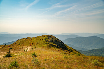 A mountain range in the Bieszczady Mountains in the area of Tarnica, Halicz and Rozsypaniec.