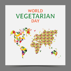 World Vegetarian Day Vector Illustration. World Vegetarian Day typo text for cards, stickers, T-shirt banners, and posters.
