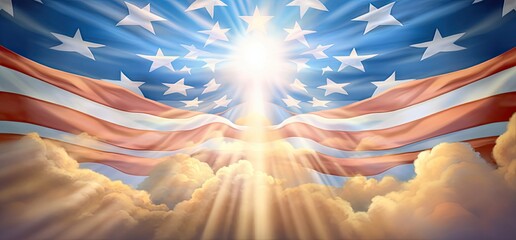 american flag in the sunlight Generative AI - obrazy, fototapety, plakaty