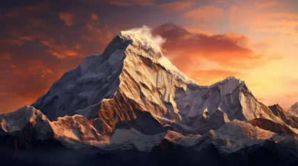 Photo sur Plexiglas Himalaya sky sunrise over himalayas illustration background mountain, nepal panorama, sunmountains beautiful sky sunrise over himalayas