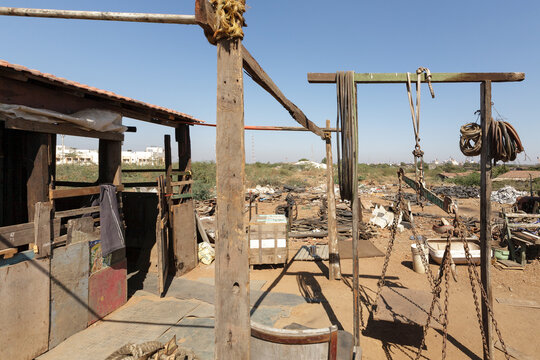 ALANG, GUJARAT, INDIA: ship breaking yards, dismantling and salvaging of ships from all around the world