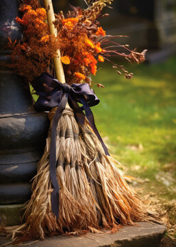 Harvest besom witches broom for Halloween