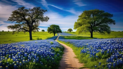 Nature Texas Bluebonnet Trails Illustration