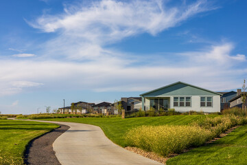 Winged Melody Park, a Recently opened public park in Aurora Highland, a newly constructed neighborhood in the Denver metro area, Colorado - obrazy, fototapety, plakaty