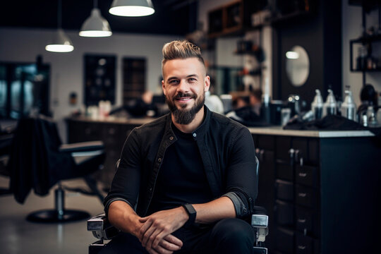 Portrait of a Barber at his hair salon