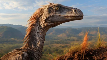 Foto auf Acrylglas a prehistoric velociraptor with feathers © medienvirus