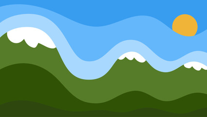 mountain landscape background, Cartoon style