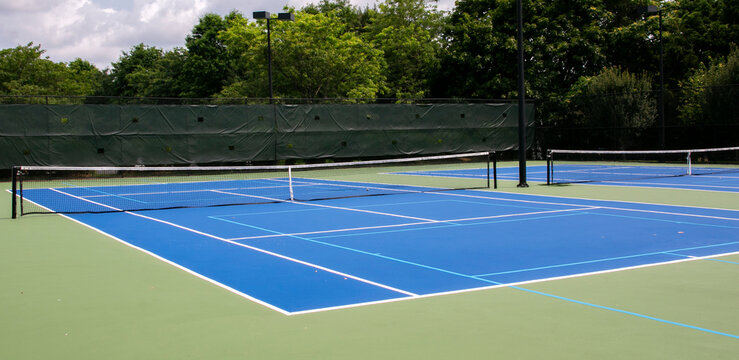Tennis courts lined for pickleball