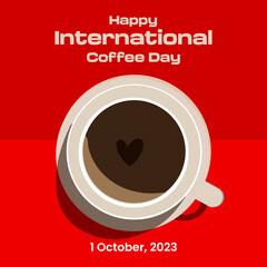 Happy international coffee day hand drawn vector, illustration, creative design, Background