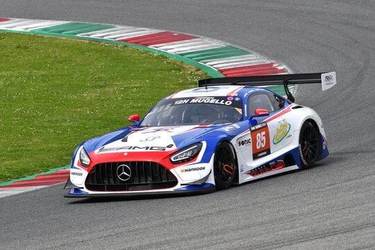 Scarperia, 23 March 2023: Mercedes-AMG GT3 of Team CP Racing driven by Charles Putman-Charles Espenlaub-Shane Lewis in action during 12h Hankook Race at Mugello Circuit in Italy.