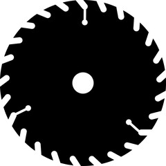 Circular saw blade. Silhouette of a metal disk for working on wood, metal and stone. Round carpentry tools icons. Industrial cutting wheels. 