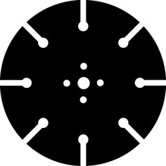 Circular saw blade. Silhouette of a metal disk for working on wood, metal and stone. Round carpentry tools icons. Industrial cutting wheels. 