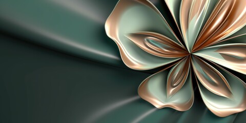 Beautiful abstract green brown glossy metallic floral design background. beautiful Generative AI AIG32