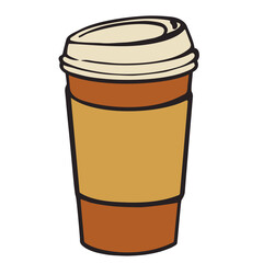 Coffee take away cup. Coffee to go. Paper takeaway cup with plastic lid line vector  illustration on white background for poster, coffee shop design.