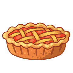 Delicious apple pie isolated on white background. Vector illustration with homemade berry pie.