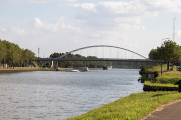 Arch bridge - Breukelerbrug, over the Amsterdam-Rhine Canal near the town of Breukelen. 