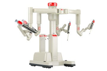 Robotic surgical system, robotic surgery. 3D rendering isolated on transparent background