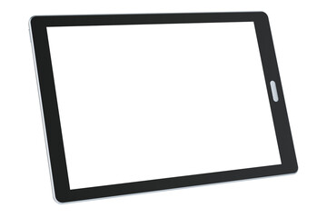 Tablet computer, tablet pc with blank screen, 3D rendering isolated on transparent background