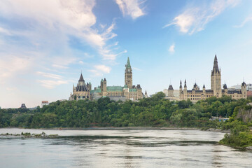 Fototapeta na wymiar Beautiful view of The Parliament Hill in Downtown Ottawa, Canada