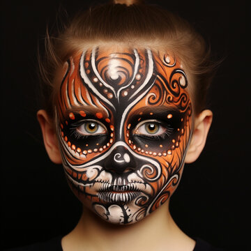 day of the dead faceprint on a child -