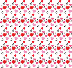 Vector seamless pattern. Simple repeating texture with chaotic hearts. Stylish hipster texture.