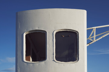 Wheelhouse of an old ferry from Kapp by Lake Mjosa a day in September 2023. © Øyvind