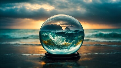 crystal ball on the sea