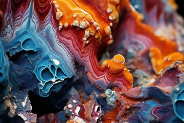 Shimmering Colorful minerals closeup. Crystal jewel. Generate Ai