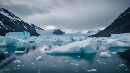 Fototapeta na wymiar Dramatic impact of climate change on polar ice caps