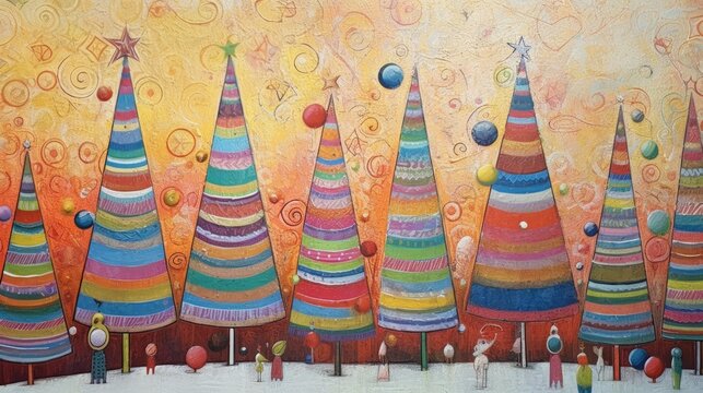 Christmas tree illustration, card for the holidays season in december