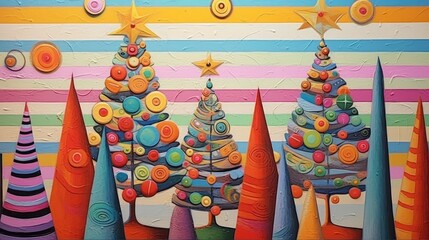 Christmas tree illustration, card for the holidays season in december