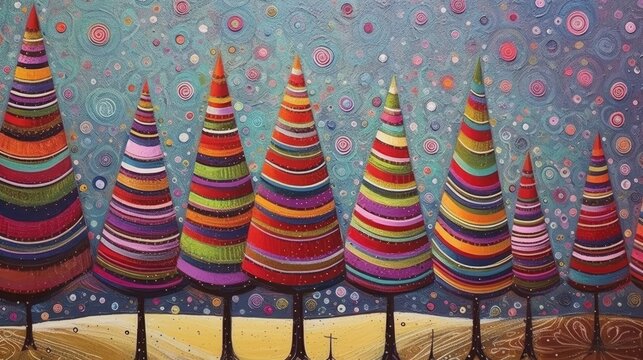 Christmas tree illustration, card for the holidays season in december