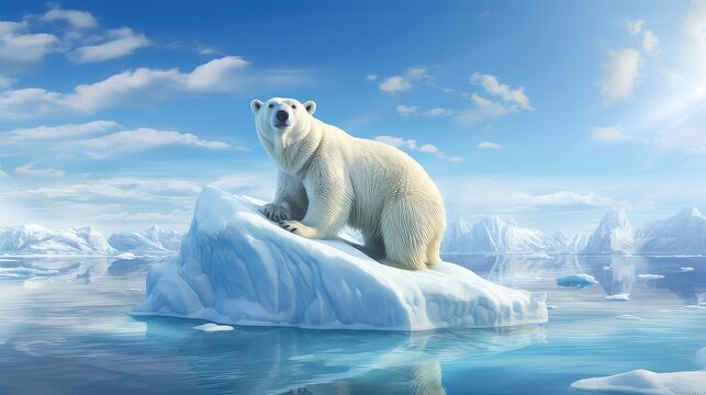 wildlife polar bear on illustration nature wild, mammal predator, north canada wildlife polar bear on
