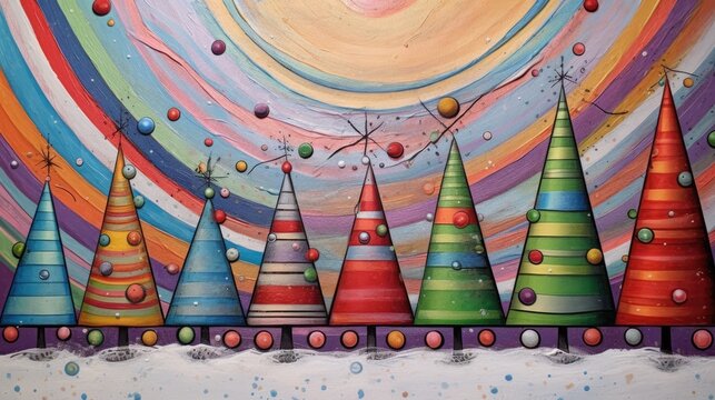 Christmas tree illustration, card for the holidays season in december