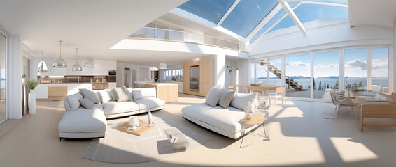 Fototapeta na wymiar Smart home concept. Remote control and home new luxury management AI.