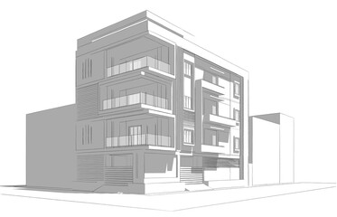 Modern architecture 3d illustration 3d rendering