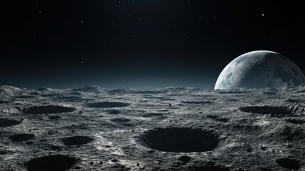surface moon regolith landscape illustration travel technology, science universe, cosmos exploration surface moon regolith landscape