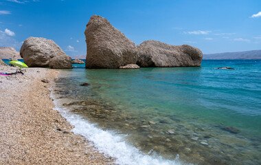 beach Beritnica in Metajna on Pag island in Croatia