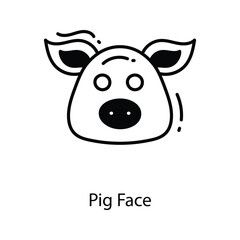 Pig Face doodle Icon Design illustration. Agriculture Symbol on White background EPS 10 File