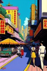 Obraz premium city street scene