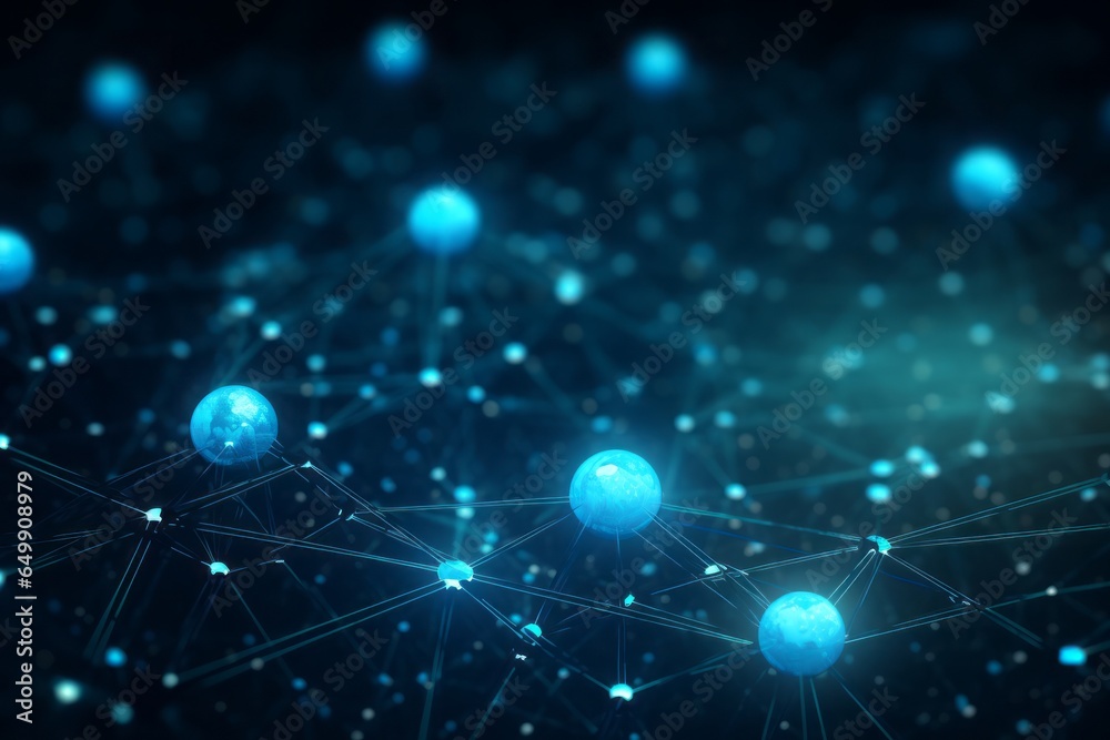 Aufkleber abstract background: interconnecting shapes and lines within a serene blue circular canvas, offering