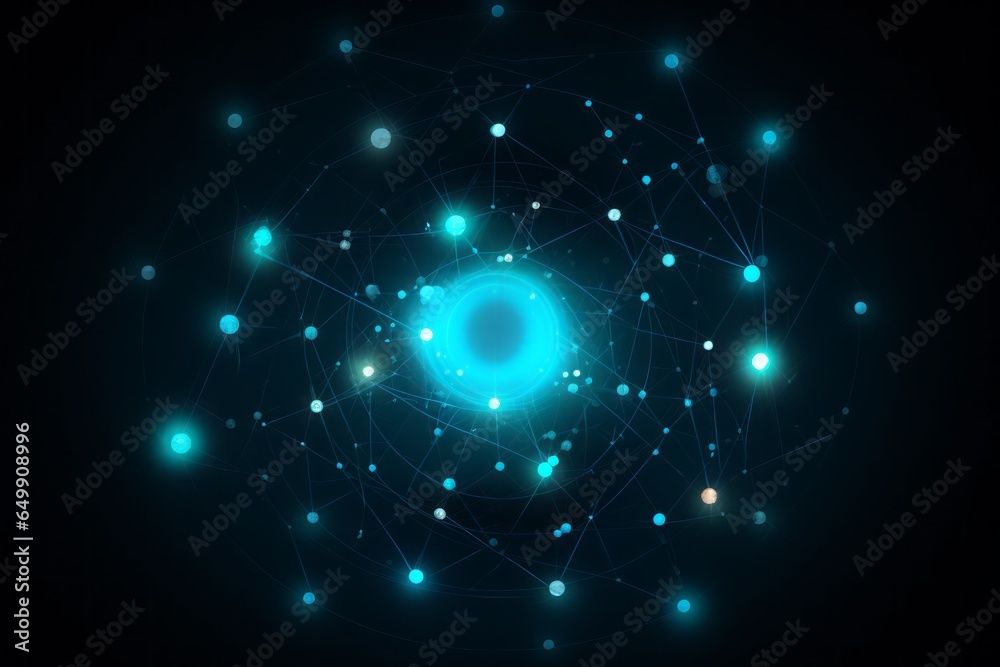 Aufkleber abstract background: interconnecting shapes and lines within a serene blue circular canvas, offering