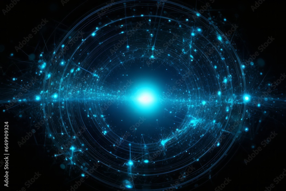 Aufkleber abstract background: interconnecting shapes and lines within a serene blue circular canvas, offering