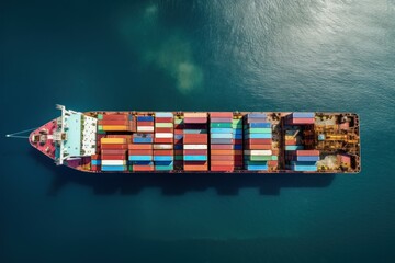 Container ship cargo. Import vessel. Generate Ai - obrazy, fototapety, plakaty