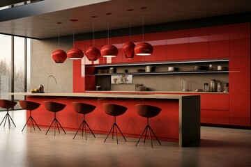 Sleek Contemporary kitchen. Space shelf decoration. Generate Ai