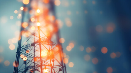 Antenna tower as phone base station with radio waves. ai generative - obrazy, fototapety, plakaty