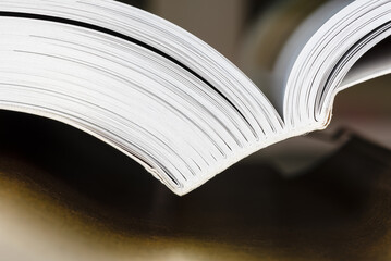 Closeup of open book with blurred background