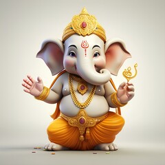 Ganesha elephant 3d cartoon character - obrazy, fototapety, plakaty
