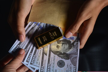 The concept of rupiah currency, gold bars 200 g and financial concepts