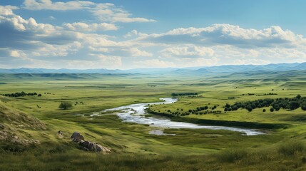 Fototapeta na wymiar summer pannonian basin basin illustration beautiful natural, sky grass, landscape outdoor summer pannonian basin basin